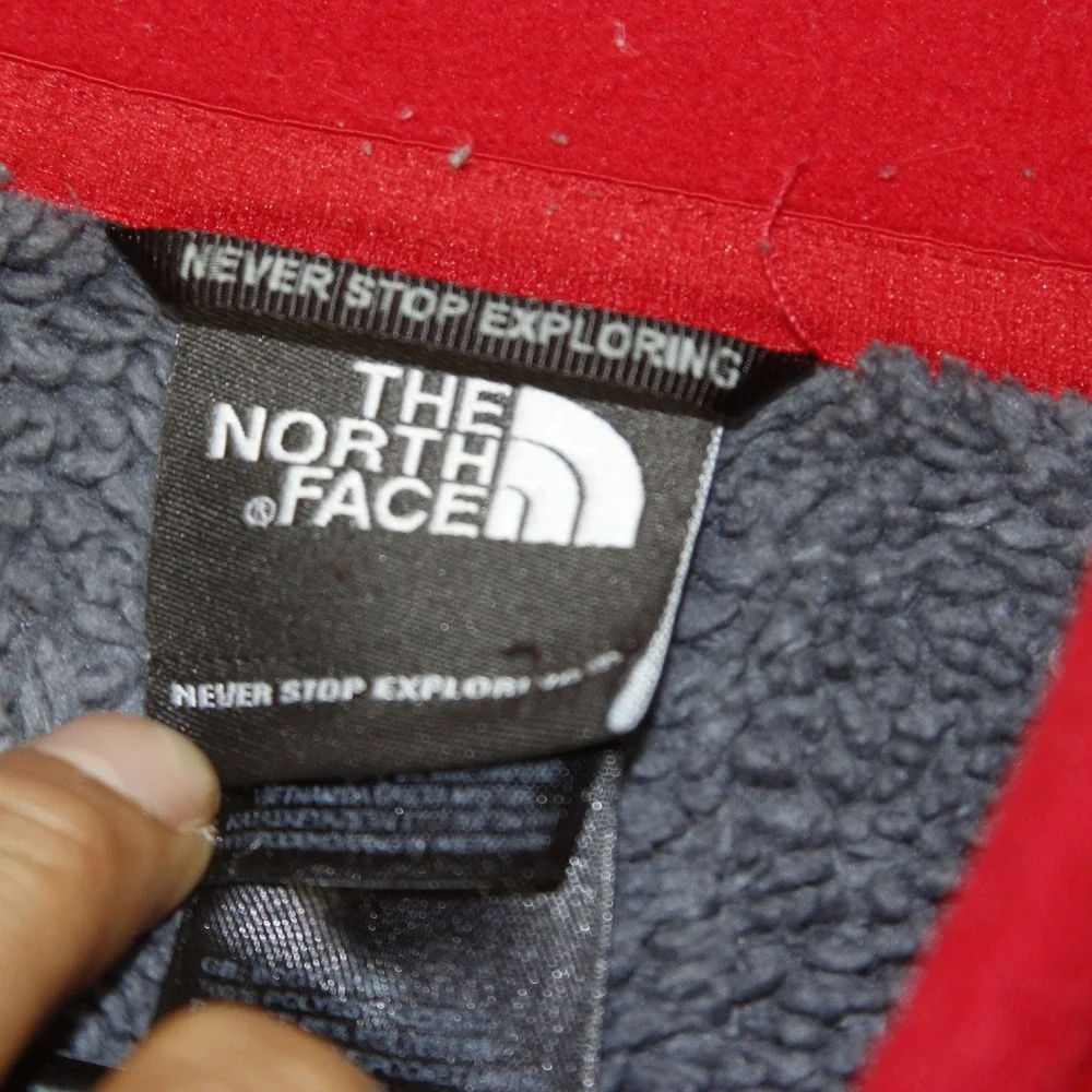 The North Face Fleece Jacket Mens‎ XL Red Full Zip Denali Style Mock Neck Pocket